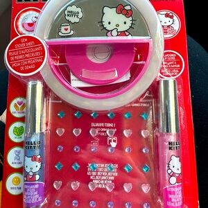 Hello Kitty Mirror With Selfie Light, Two Lip Glosses, and Nail Gems, Brand New